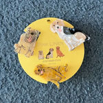 Pink Linen 3 Acrylic Golden Bulldog Hair Clip Set Photo 0