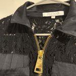 Alexis  Keira black Lace mini dress eyelet gold zipper size M satin Photo 5