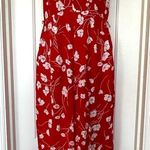 Moulinette Soeurs Red White Floral Jumpsuit S Anthropologie Wide Leg Boho Halter Photo 2