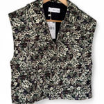 Mango  vest Boxy floral corduroy XS Small NEW quilted pocket snap detail Photo 0