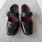 Vintage Merona Black Leather Silver Buckle Square Toe Maryjane Block Heels Shoes Size 8.5 Photo 10