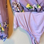 superdown  Revolve Purple Floral Long Sleeve Bodysuit Womens XS Casual Boho Flowy Photo 5