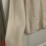 JENNY Sweater Women Medium Floral White Embroidered Long Sleeve Cardigan Photo 3