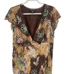 Style & Co  Woman Brown Floral Flutter Sleeve V Neck Midi Dress Size 16W Photo 1