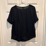 J.Crew Black Mixed Media Short Sleeve Top Size L Career Minimalist Neutral Photo 4