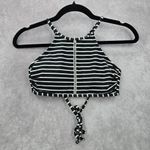 Xhilaration  Black White Stripe Padded Crisscross Bikini Top Swimwear Medium Photo 3