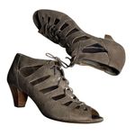 Paul Green Peep Toe Sandal Bootie Metallic Sheen Lace Up Shoes Size 5.5 US 8 Photo 11