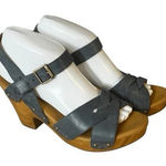 Korks Bagley Platform Cool Grey Leather Studded Chunky Heeled Strappy Sandals 8M Gray Size 8 Photo 0