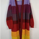 Farm Rio Patch Twirl Striped Multicolor Open Front Puff Sleeve Cardigan Size M/L Photo 11