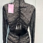 Avec Les Filles  RUCHED LACE CUTOUT BACK MINIDRESS IN BLACK Size Small NWT Photo 6