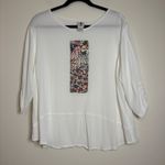 Yasuko Kimono Silk Contrast White Top‎ Blouse XL Extra Large Lagonlook Photo 0