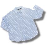 ZARA  Gauze‎ Embroidered Polka Dot Button Up Shirt Blue White Large Photo 10