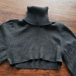Valentino Black Chic Feminine Turtleneck Crop Merino Wool Sweater Size Small Photo 4