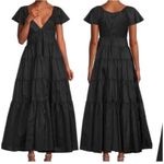 STAUD Corsica Plunging Tiered Maxi Dress Black Photo 1