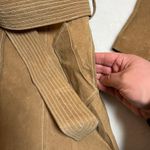 Vintage Jennyfer J 100% Leather Trench Coat Size S Hippie Y2K 70s 80s Bohemian Brown Photo 4