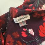 Calvin Klein Purple Red Floral Stretch Crepe Puff Sleeve Sheath Dress Size 2 Photo 14