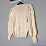525 Sweater Pullover Crewneck Puff Sleeves Cream Ivory Beige Cotton Size Small Photo 3