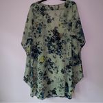 Sonoma 2X Sheer Cardigan Gray w Blue Floral Chiffon Longline Swim Kimono Photo 6