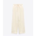 ZARA Straight Fit Pajama Pants in Cream Photo 3