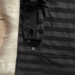 Lululemon Stride Jacket Women 6 Black Gray Striped Hoodie Thumbholes Full Zip Photo 7