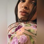 Anthropologie Self Contrast Floral Duster Embroidered Purple Mesh One Size Photo 3