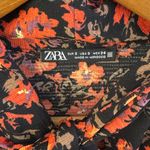 ZARA Women’s  black floral vibrant v-neck long tie bow blouse Size Small Photo 3