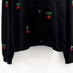 Teddy Fresh  Cherry on Top Beaded Cardigan Sweater Top Black Red 3X Cherries Photo 5