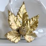 Vintage Leaf Brooch Gold Vermeil Coated Botanical Photo 2