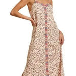 Savanna Jane Sleeveless Flowy Maxi Dress Sz M Embroidered High Slits Resort Wear Brown Size M Photo 0