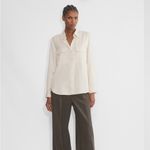 Aritzia  Babaton Women’s Utility Shirt Matte Pearl Relaxed Drapey Twill Button Up Photo 2