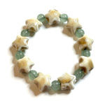 Multi Star Bracelet Sea Glass Blue Green Ceramic Beads Tan Stretchy Photo 0