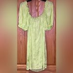 Motel Rocks Motel Mentari Puff Sleeve A-Line Satin Rose Lime Green Mini Dress Size XS Photo 6