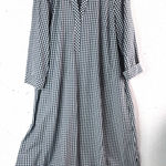 J. Jill M Cotton Blend Checked Pocketed Tent Dress Navy and White Blue Size M Photo 0