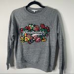 Rebecca Minkoff  heartbreakers gray‎ floral embroidered sweatshirt casual Photo 3