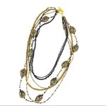 Gold & Black Bead Multi Strand Necklace & Earrings Photo 2