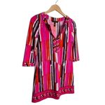 BCBGMAXAZRIA  Dress Size XXS Psychedelic Mod Shift 3/4 Sleeve Multicolor V Neck Photo 3