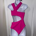 Women's Pink One Shoulder Bikini Push Up Halter top Medium Photo 4