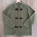 Anthropologie Vintage Toggle Knit Wool Chore Sweater Jacket Olive Green Large Photo 0