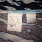 NYC Animal Print Asymmetrical Tunic Shirt Dress L Blue Round Neck Ruched Side Size L Photo 3