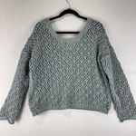 Nicole Miller Artelier X Open Knit V-Neck Sweater Women’s Size X-Large Turquoise Photo 1