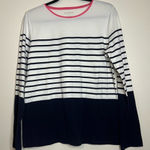 Talbots  Navy‎ Stripe Long Sleeve Tee Shirt L nautical Photo 0