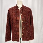 Flashback 90s Vintage Maroon Tapestry Jacquard Jacket Size XL Tassel Buttons Red Photo 1