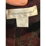 Christopher & Banks  Womens Argyle Knit Open Front Sleeveless Vest Cardigan L Photo 5