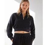 TNA Cozy AF Fleece Perfect 1/4 Zip Collared Sweatshirt in Dark Gray XS Photo 1