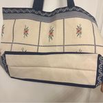 Sézane New Sezane Baziszt Floral Canvas Tote Bag Blue and Cream Photo 2