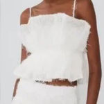 ZARA  White Fringe Crop Top Size Medium. E52 Photo 0