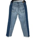 American Eagle  SZ 6 Vintage Hi-Rise Cropped Jeans Button-Fly Two-Tone Chewed Hem Photo 3