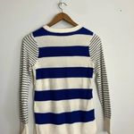 Loft Blue, Black & White Striped Color Block Sweater Photo 5