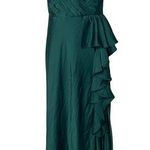 Mac Duggal Mac Duggar SATIN RUFFLED ASYMMETRICAL GOWN in Emerald Green sz 6 Photo 0