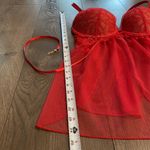Victoria's Secret Victoria’s Secret Sheer Red Lace Push Up Baby Doll Slip Size 36C Photo 10
